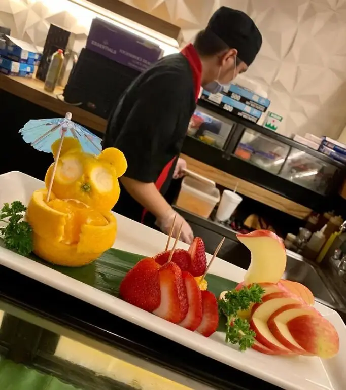 Fresh sushi selection and Japanese desserts at the bar