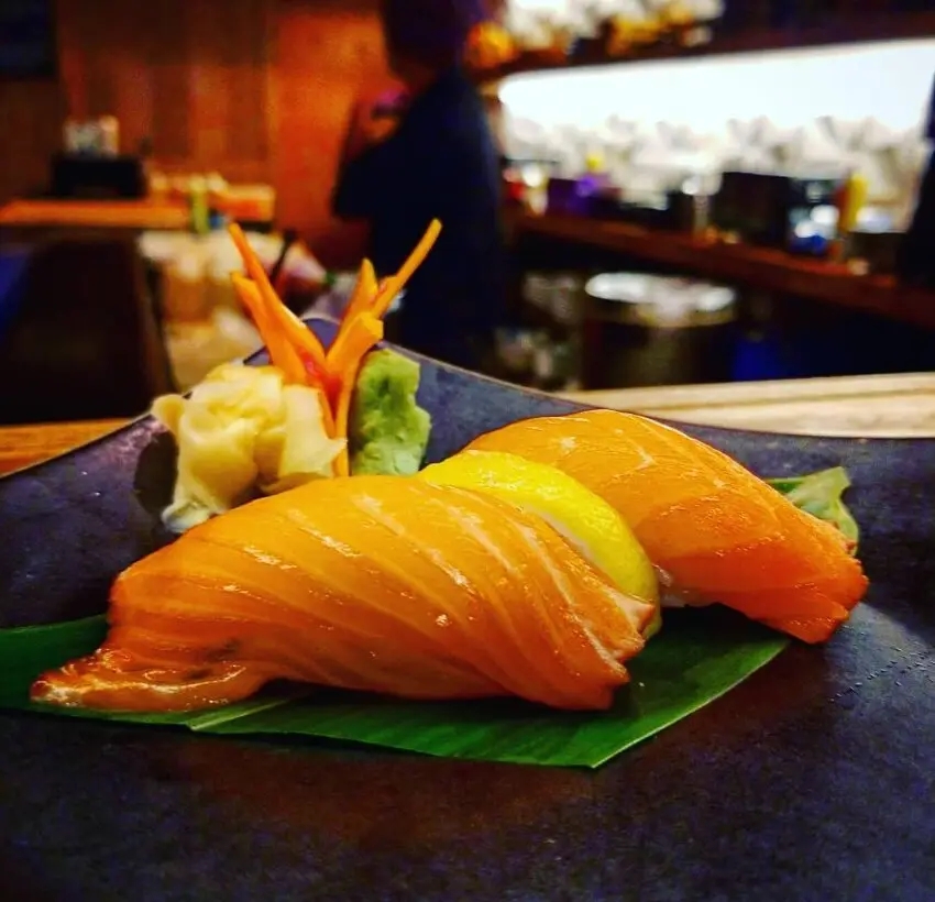Hibachi salmon with citrus teriyaki on the grill