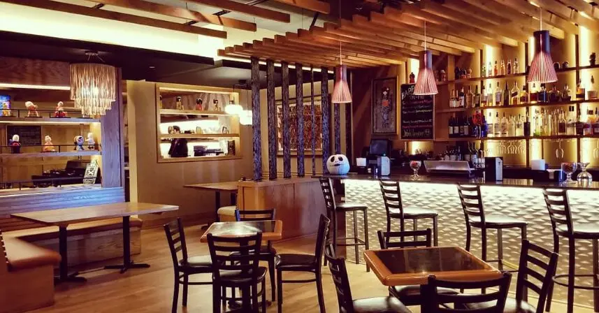 Jinbeh Frisco bar interior. This location closed in August 2026.