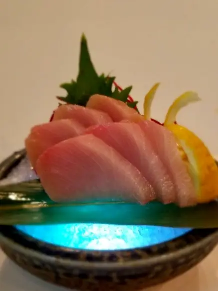 Yellowtail Sashimi, buttery hamachi with delicate flavor