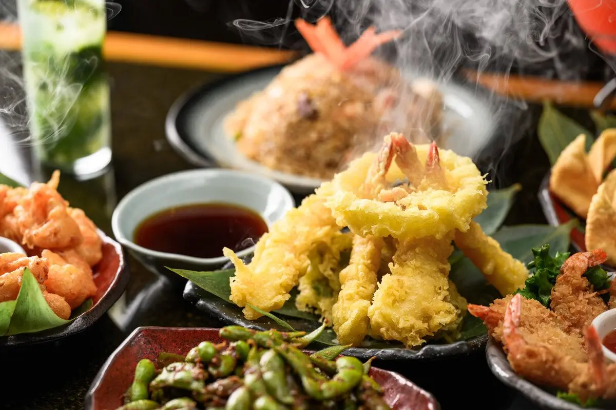 Close-up detail of appetizer plating